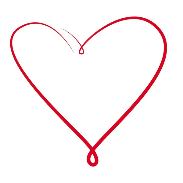 Continuous one line drawing heart isolated on white background. Red simple line. Valentine day — Archivo Imágenes Vectoriales