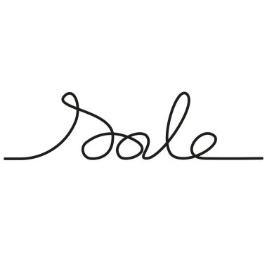 Continuous one line of sale word. Hand drawn typography vector illustration. Lettering sign and symbol business banner. Continuous doodle