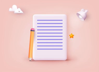 Belge simgesi konsepti. 3B Web Vektör Resimleri.