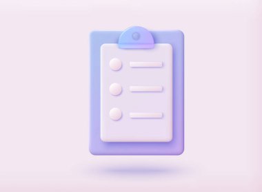 Pano kağıdındaki kontrol listesi. İş görevlerinin başarıyla tamamlanması. 3B Web Vektör Resimleri.