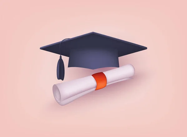 Tapa Graduación Icono Diploma Enrollado Ilustraciones Vectores Web — Vector de stock
