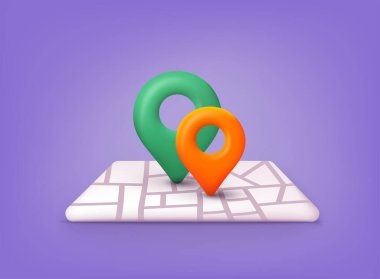 Konum simgesi. GPS navigatör işaretçisi. 3B Web Vektör Resimleri.