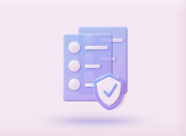 Gizli dosya klasörüne kağıt döküman erişimi ve özel kilit. 3B Vektör Resimleri.