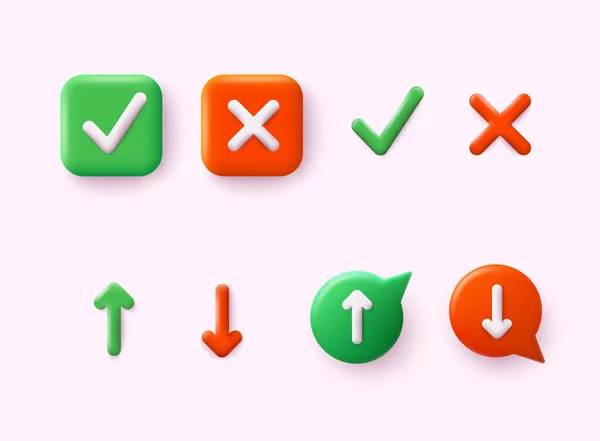 Set Icons Check Mark Cross Mark Symbols Elements Arrows Web — Stockfoto