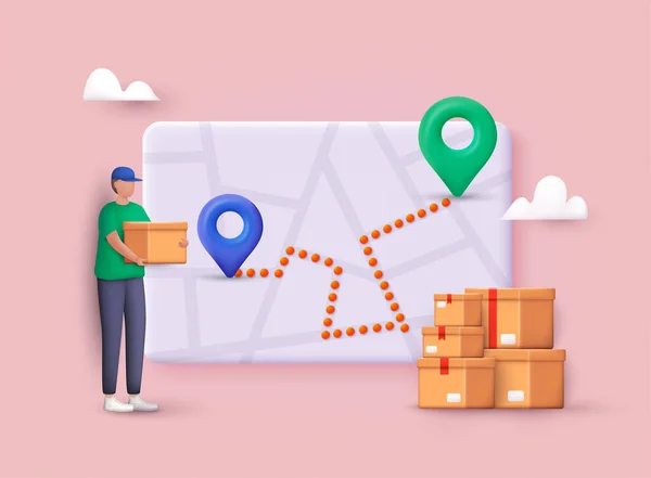 Map Delivery Tracking Gps Navigator Pointer Web Vector Illustrations — Stockfoto