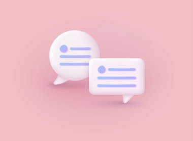 Üç boyutlu konuşma baloncukları. Sohbet kutusu, mesaj kutusu. 3B Web Vektör Resimleri.