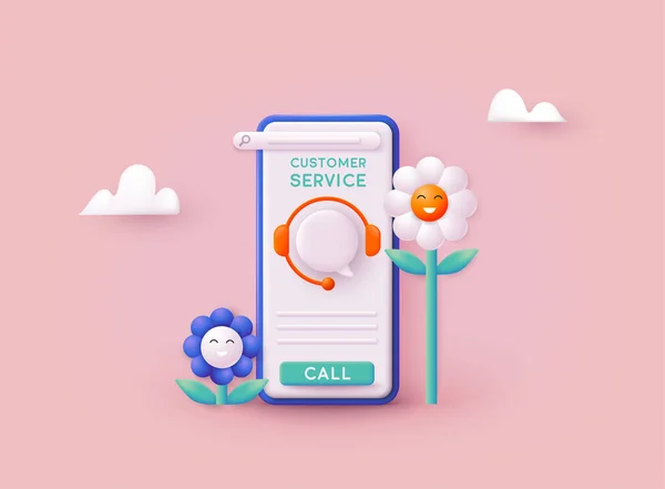 Call Center Online Ügyfélszolgálat Lépjen Kapcsolatba Velünk Ügyfélszolgálat Személyi Asszisztens — Stock Vector