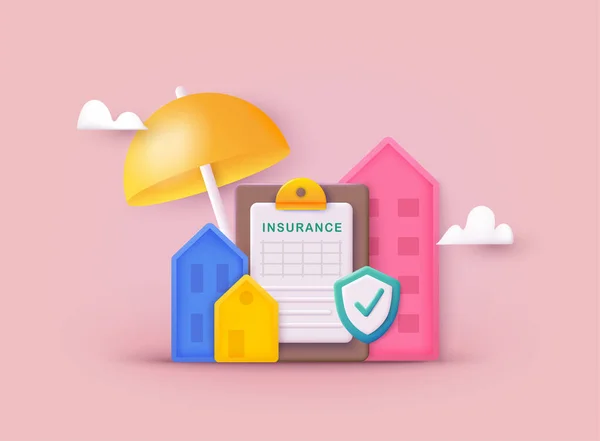 不動産保護と保険の背景 Webベクトル イラスト — ストックベクタ