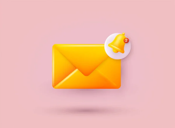 Ταχυδρομείο Κουδούνι Υπενθύμισης Ειδοποιήσεις Μακέτα Σχεδιασμού Υπενθύμισης Email Μάρκετινγκ Απευθείας — Διανυσματικό Αρχείο