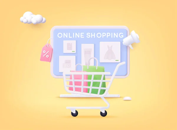 Compras Online Elementos Gráficos Design Sinais Símbolos Marketing Móvel Marketing —  Vetores de Stock