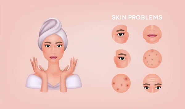 Egy Törülközővel Fején Spa Bőrápolási Koncepció Bőrproblémák Megoldása Házi Orvosságok — Stock Vector