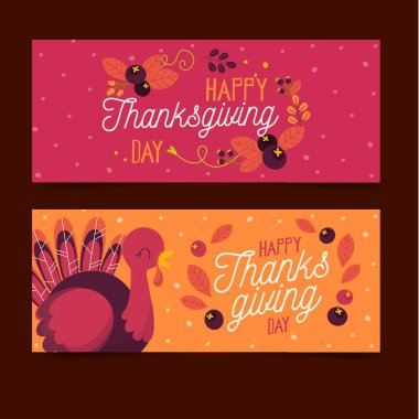 Elle çizilmiş şükran günü pankartları vektör tasarımı illüstrasyonu