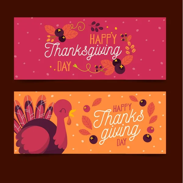 Elle çizilmiş şükran günü pankartları vektör tasarımı illüstrasyonu