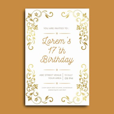 Zarif doğum günü davetiye şablonu vektör tasarımı çizimi
