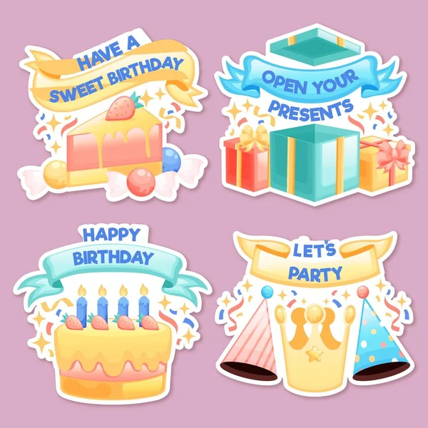 Birthday Badge Collection Vector Design Illustration — 스톡 벡터