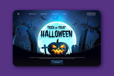 gerçekçi cadılar bayramı iniş sayfası şablon vektör tasarımı illüstrasyonu