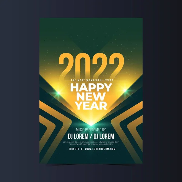 Año Nuevo 2022 Plantilla Póster Del Partido Con Ilustración Diseño — Archivo Imágenes Vectoriales