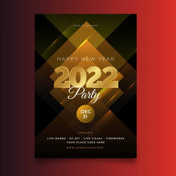 Абстрактний Новий Рік 2022 Вечірка Плакат Шаблон Векторний Дизайн Ілюстрація — стоковий вектор