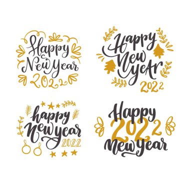 Yeni yıl 2022 harf koleksiyon vektör tasarımı illüstrasyonu