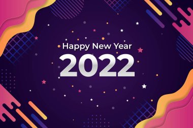 düz yeni yıl 2022 vektör tasarım illüstrasyonu