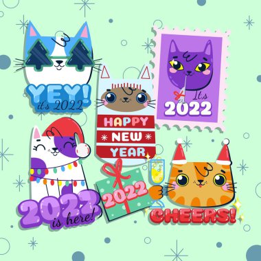 düz yeni yıl 2022 etiket koleksiyon vektör tasarımı illüstrasyonu