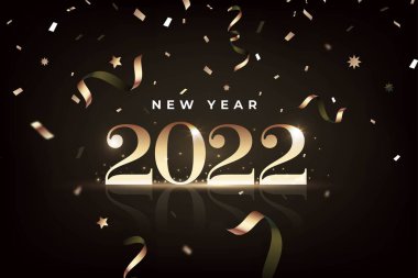 konfeti yeni yıl 2022 arkaplan vektör tasarımı illüstrasyonu