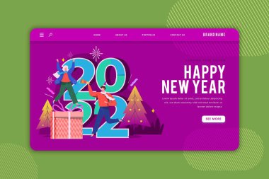 Yeni yılın iniş sayfası şablon vektör tasarımı illüstrasyonunuz kutlu olsun
