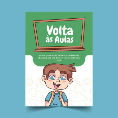 el çizimi okul vektör tasarımı illüstrasyon dikey poster şablonu