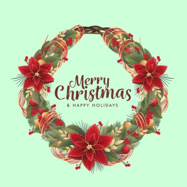 El çizimi Noel çelengi vektör tasarımı illüstrasyonu