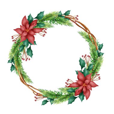 Boş uzay vektör tasarımı illüstrasyonlu şenlikli Noel çelengi