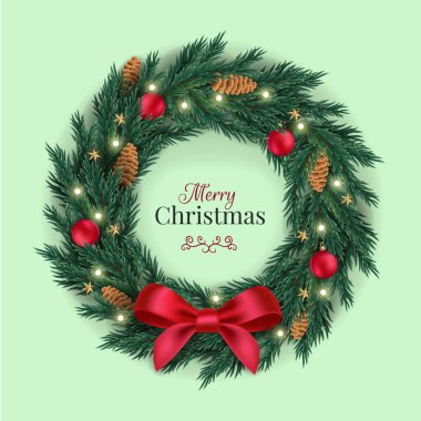 gerçekçi noel çelengi şablon vektör tasarımı çizimi