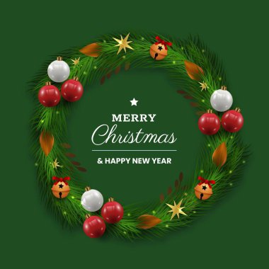 gerçekçi noel çelengi şablon vektör tasarımı çizimi