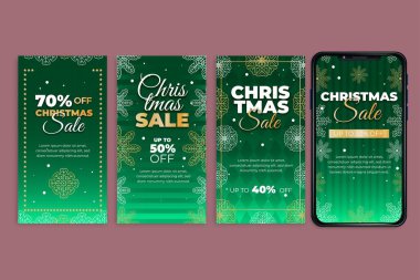 Instagram 'da noel indirimi hikayeleri vektör tasarımı illüstrasyonu