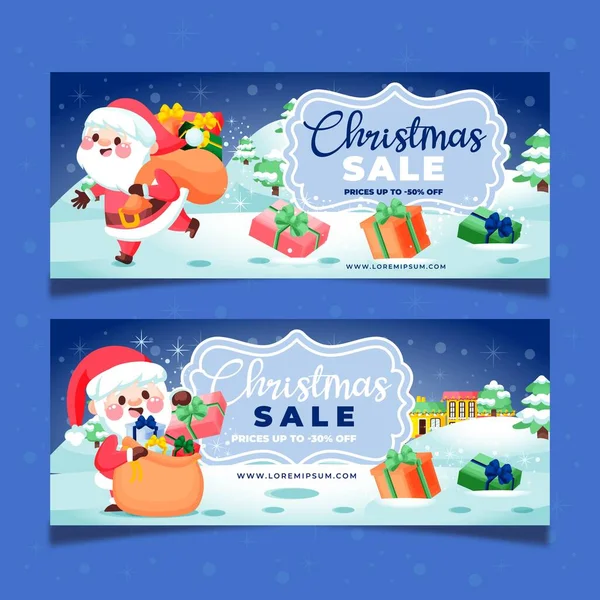 Hand Gezeichnet Weihnachten Verkauf Banner Vektor Design Illustration — Stockvektor