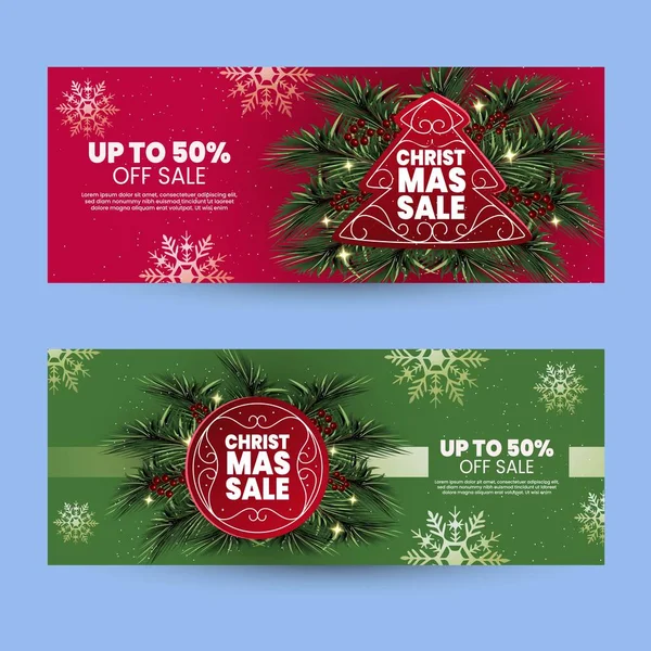 Realistický Vánoční Prodej Bannery Šablony Vektorový Design Ilustrace — Stockový vektor