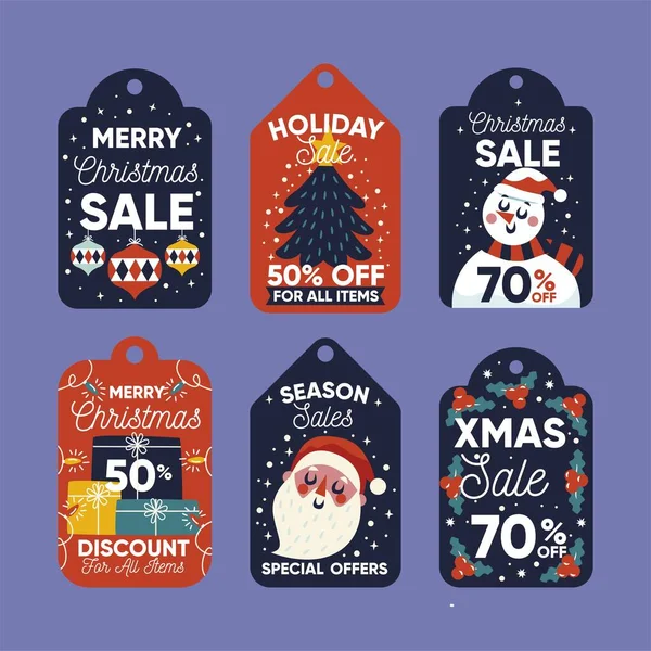 düz noel etiketi koleksiyon vektör tasarımı illüstrasyonu
