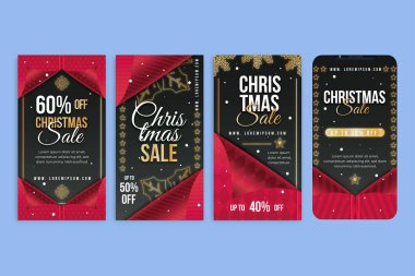 Yılbaşı indirimli Instagram hikayeleri, vektör tasarımı illüstrasyonu