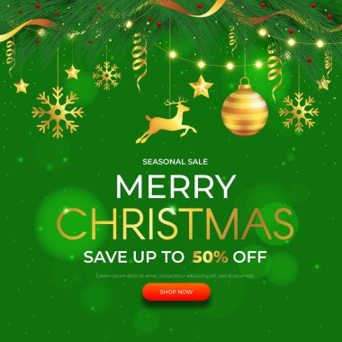 gerçekçi noel satış şablonu vektör tasarımı çizimi