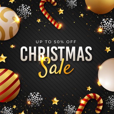 Altın Noel indirimi konsept vektör tasarımı illüstrasyonu