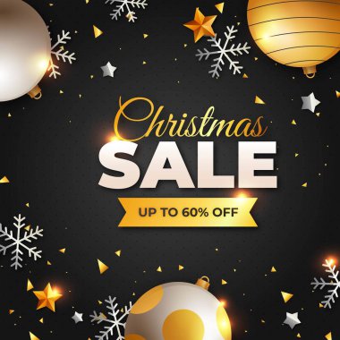 Altın Noel indirimi konsept vektör tasarımı illüstrasyonu