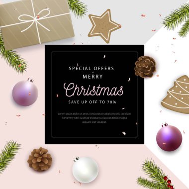 gerçekçi noel indirimli vektör tasarımı çizimi