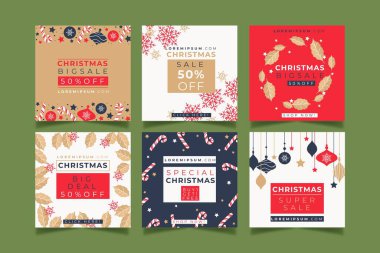 Yılbaşı indirimi Instagram vektör tasarımı illüstrasyonunu gönderir