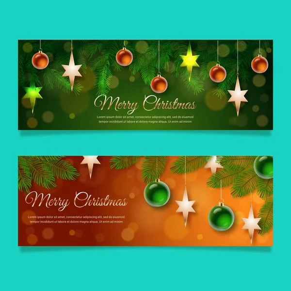Realistic Christmas Sale Banners Template Vector Design Illustration — Stock Vector