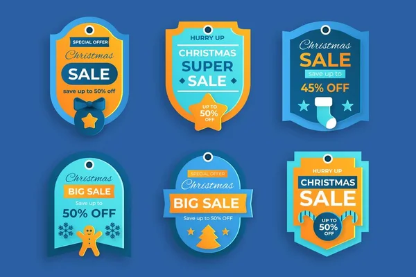 Christmas Sale Tag Collection Vector Design Illustration — Stock Vector