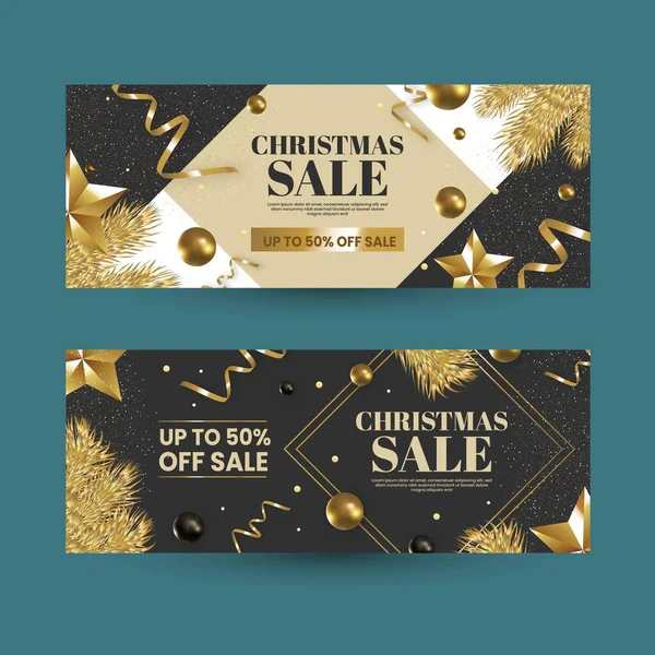 Golden Weihnachten Verkauf Banner Vektor Design Illustration — Stockvektor