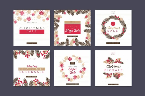 Weihnachtsverkauf Instagram Postet Vektordesign Illustration — Stockvektor