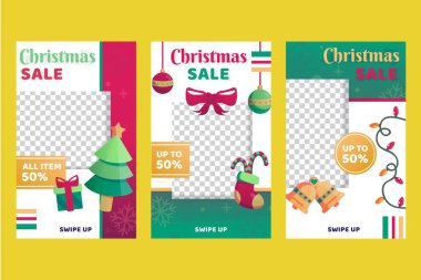 Instagram 'da noel indirimi hikayeleri vektör tasarımı illüstrasyonu