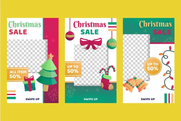 Instagram 'da noel indirimi hikayeleri vektör tasarımı illüstrasyonu