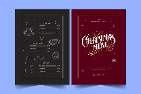 Vintage Christmas Menu Szablon Wektor Projekt Ilustracja — Wektor stockowy