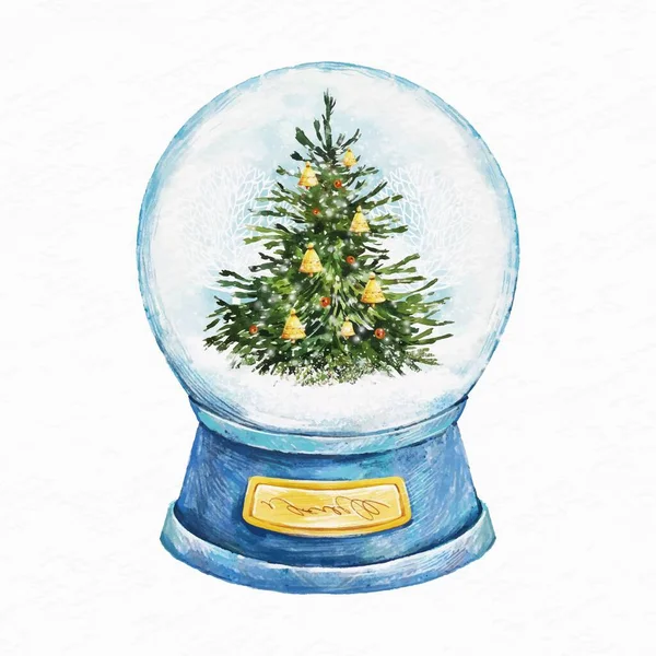 Акварель Рождественский Снежный Шар Векторный Дизайн Иллюстрация — стоковый вектор